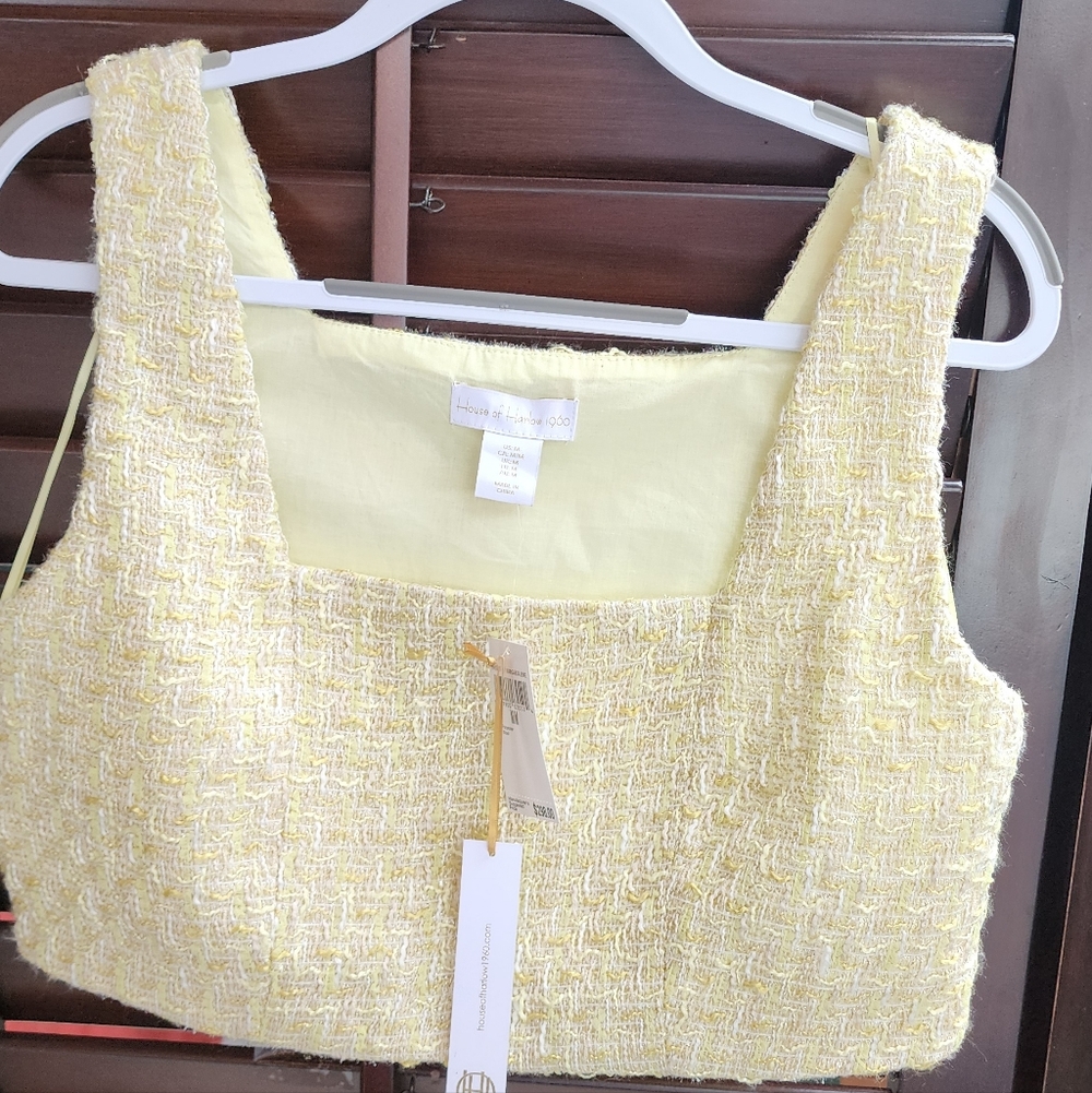 House of Harlow 1960 Lemon Tweed Crop Top